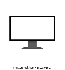 LED computer monitor display with blank white screen isolated on white background. vector illustration