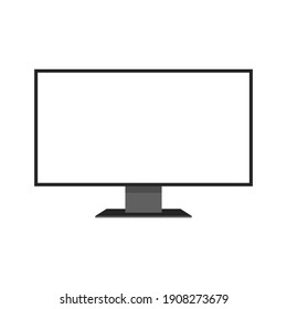 LED computer monitor display with blank white screen isolated on white background