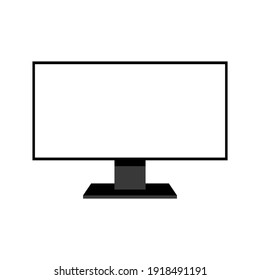 LED computer monitor display with blank white screen isolated on white background