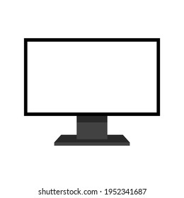 LED computer monitor display with blank white screen isolated on white background. vector illustration