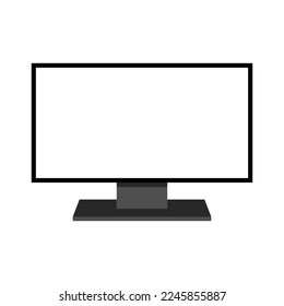 LED computer monitor display with blank white screen isolated on white background