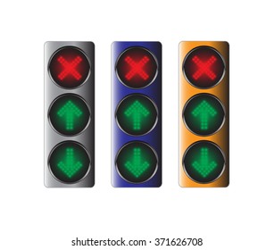 LED control button with arrow sign ,Vector illustration