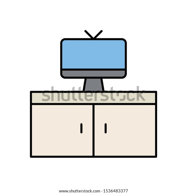 Led Desk Cabinet Home Small Space Stock Vector Royalty Free