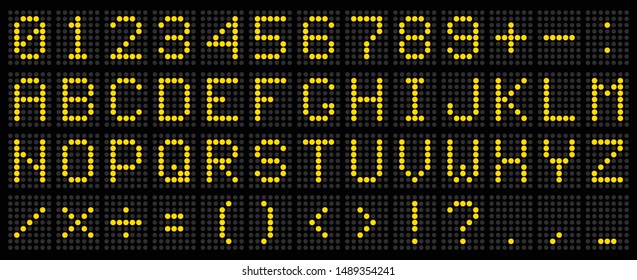 Led digital font.Creative vector illustration of led digital alphabet, font, electronic number digital display svg