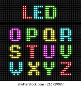 LED display alphabet. Vector.