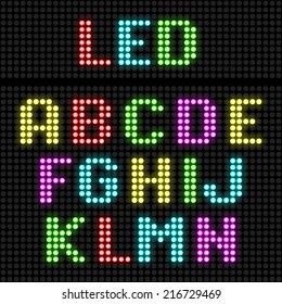 LED Display Alphabet. Vector.