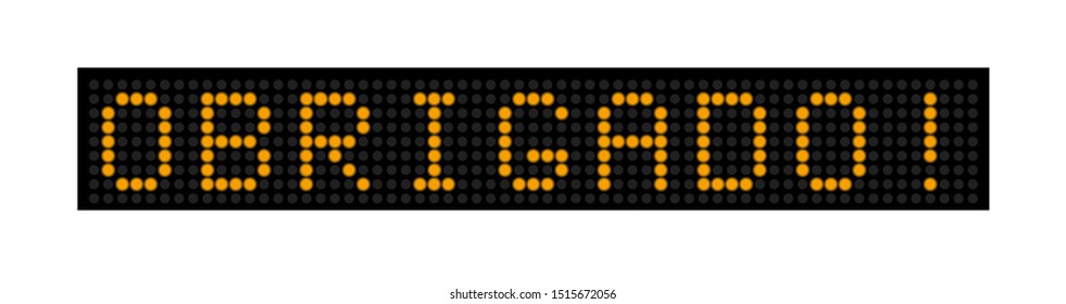 Led display with the inscription THANK you! language Portuguese
