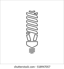 LED energy saving lamp bulb symbol sign line icon on background