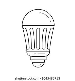 Icono de línea de bombilla de ahorro de energía LED aislado en fondo blanco. Icono de línea de vectores de bombilla de ahorro de energía para infografía, sitio web o aplicación.