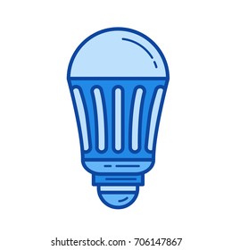 LED energy saving light bulb vector line icon isolated on white background. LED energy saving light bulb line icon for infographic, website or app. Blue icon designed on a grid system.