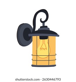 led exterior lamp cartoon. wall post, pathway floodlight, security decorative led exterior lamp sign. isolated symbol vector illustration