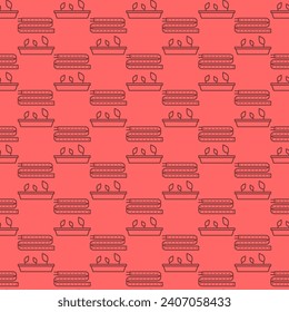 LED Grow Light Strip vector concept red seamless pattern in thin line style