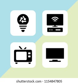 led icon. 4 led set with bulb and tv vector icons for web and mobile app