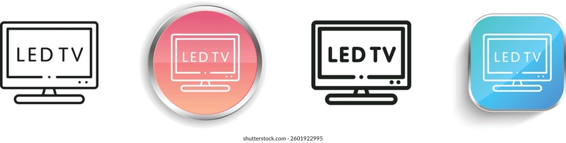 led icon. Thin Linear, Regular and Button Style Design Isolated On White Background