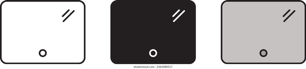 LED illuminated mirror isolated icons collection. Bathroom lighted mirror lined, isolated and colored version. Vector illustration