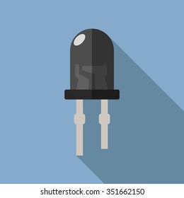 LED infrared. Vector illustration of light-emitting diode in a flat style design.