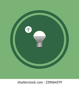 LED lamp controlled via wi-fi network on green background, vector, 10 EPS