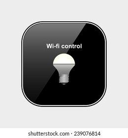 LED lamp controlled via wi-fi network on the black button, vector, EPS 10