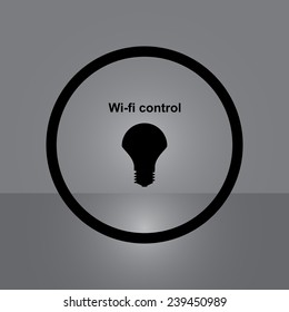 LED lamp controlled via wi-fi network on gray background, vector, EPS 10