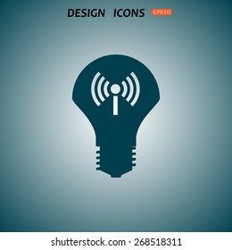 LED lamp controlled via wi-fi network. icon. vector design
