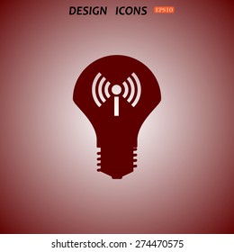 LED lamp controlled via Wi-Fi network. icon. vector design