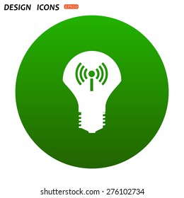LED lamp controlled via wi-fi network. icon. vector design