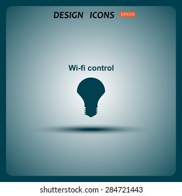 LED lamp controlled via wi-fi network. icon. vector design