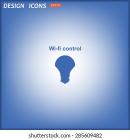 LED lamp controlled via wi-fi network. icon. vector design