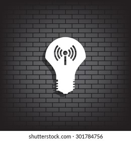 LED lamp controlled via wi-fi network. icon. vector design