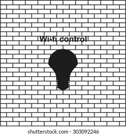 LED lamp controlled via wi-fi network. icon. vector design