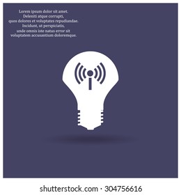 LED lamp controlled via wi-fi network. icon. vector design