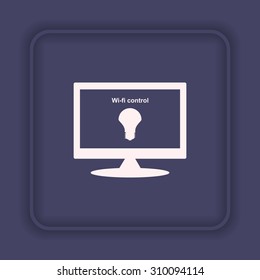 LED lamp controlled via wi-fi network. icon. vector design