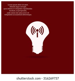 LED lamp controlled via wi-fi network. icon. vector design