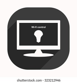 LED lamp controlled via wi-fi network. icon. vector design