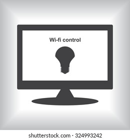 LED lamp controlled via wi-fi network. icon. vector design