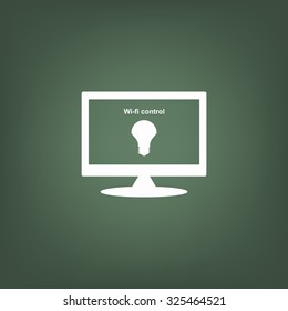 LED lamp controlled via wi-fi network. icon. vector design