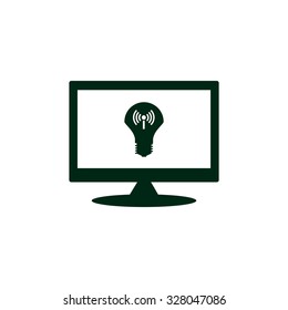 LED lamp controlled via wi-fi network. icon. vector design