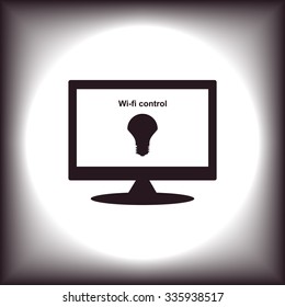 LED lamp controlled via wi-fi network. icon. vector design