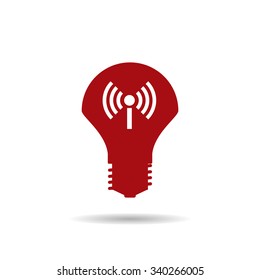 LED lamp controlled via wi-fi network. icon. vector design