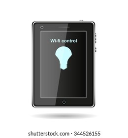 LED lamp controlled via wi-fi network. icon. vector design