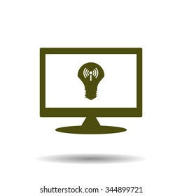 LED lamp controlled via wi-fi network. icon. vector design
