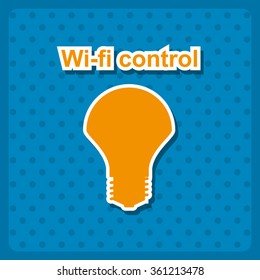LED lamp controlled via wifi network icon, vector illustration. Flat design style