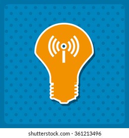 LED lamp controlled via wi-fi network icon, vector illustration. Flat design style