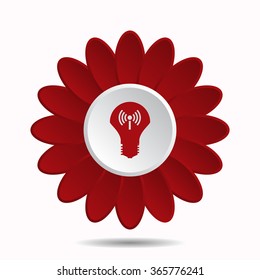 LED lamp controlled via wi-fi network icon, vector illustration. Flat design style, flower icon