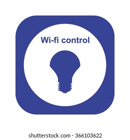 LED lamp controlled via wifi network icon, vector illustration. Flat design style