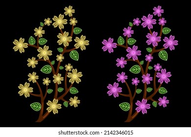 led lamp decoration blossom brunch tree realistic isolated black background