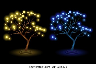led lamp decoration tree realistic isolated black background