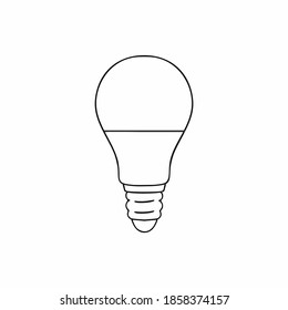 Led lamp drawn with a contour line in the style of hand drawing. Vector illustration on the topic of energy saving and energy consumption.