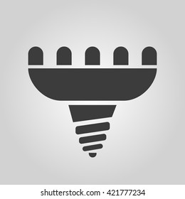 The led lamp icon. Lamp and bulb, lightbulb, CFL, luminodiode symbol.UI. Web. Logo. Sign. Flat design. App. Stock vector