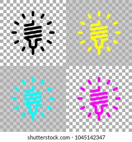 led lamp icon. Colored set of cmyk icons on transparent background